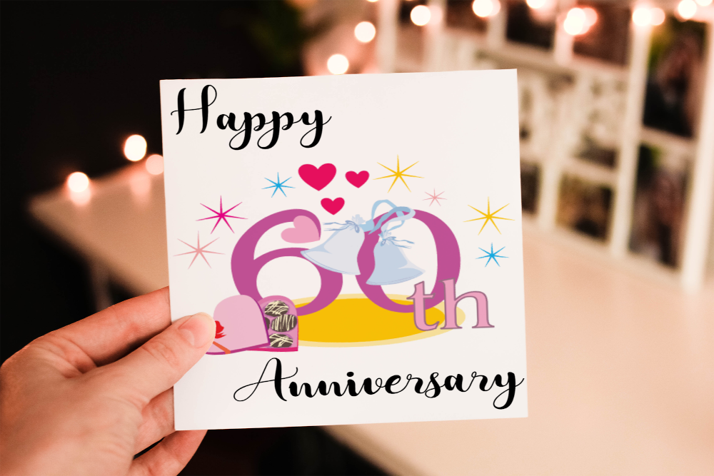 60th Anniversary Card, Card for Diamond Anniversary